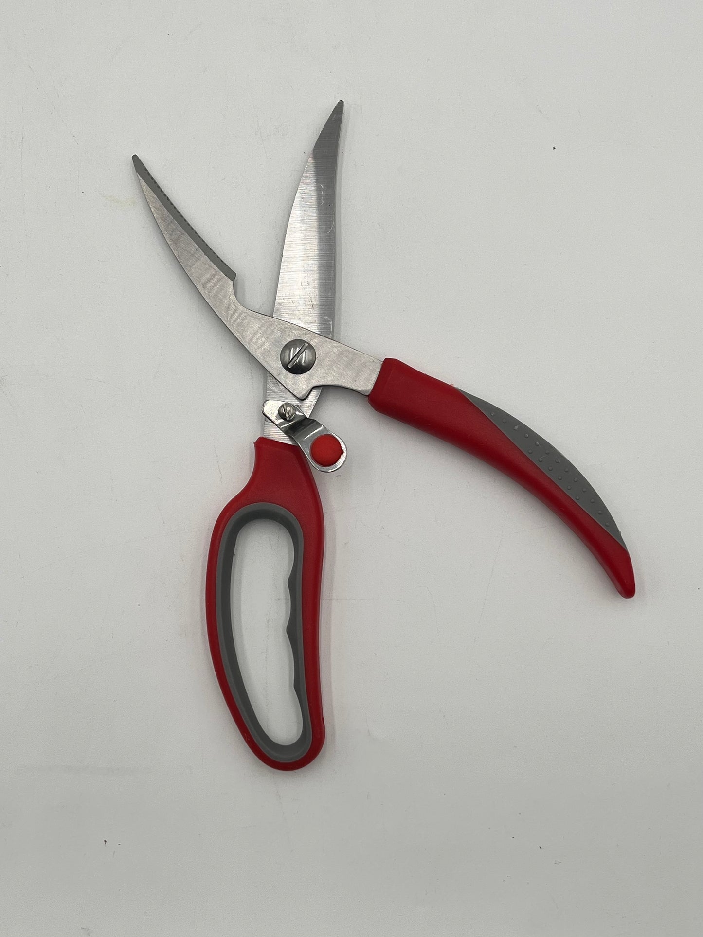 9.5" all-purpose stainless steel shears with Red handle. Durable, ergonomic design for floral, craft & home use $7.99 each at floralsuppliespoint1.com.