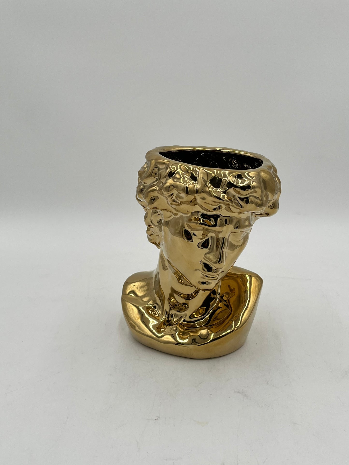 Gold ceramic bust vase with reflective finish, titled Apollo Gaze — modern artistic décor sold by floralsuppliespoint1.com $14.99