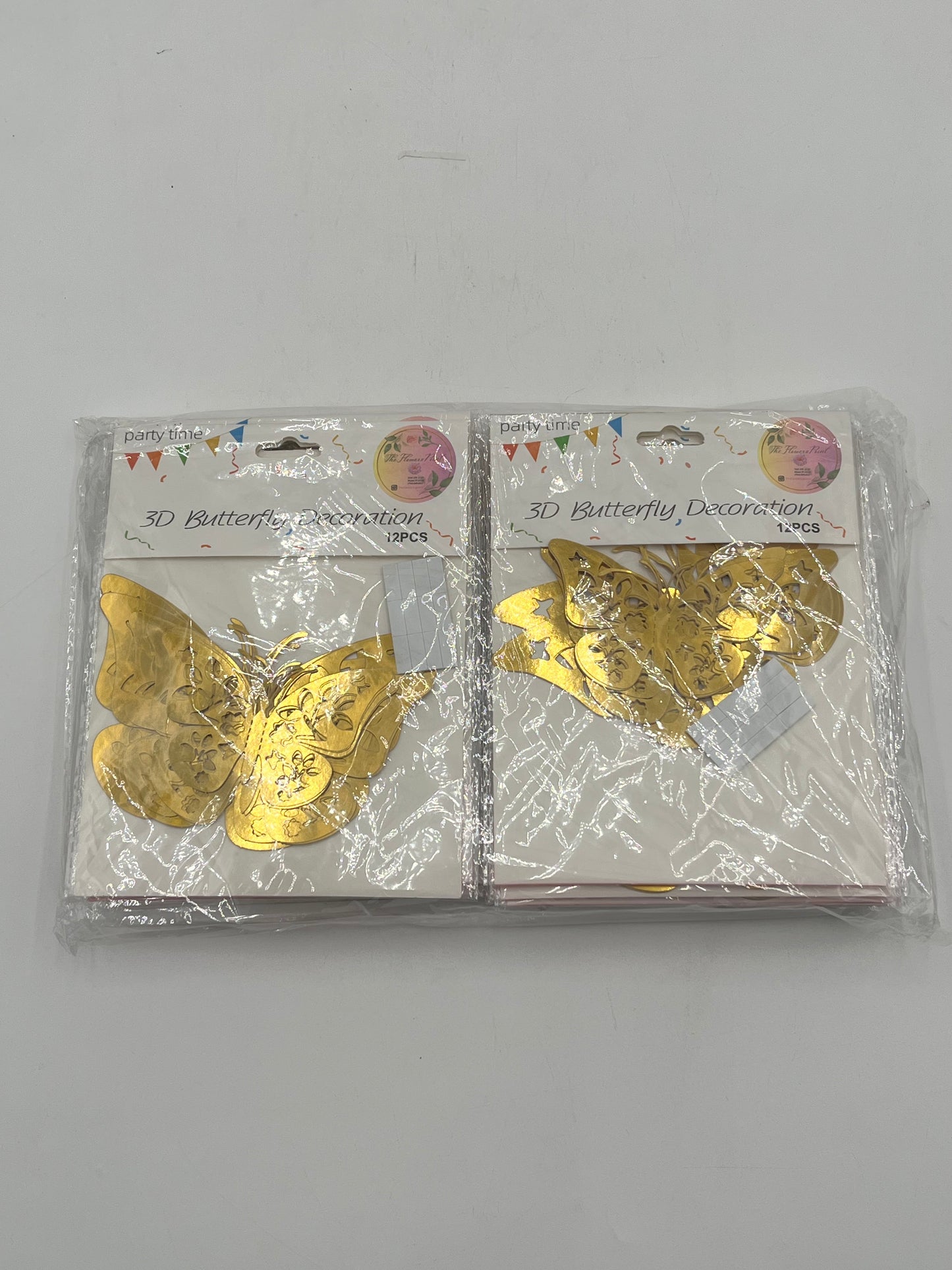Blossom Wings Gold 3D Butterfly Decoration, 12 pcs for weddings, parties, floral and cake décor. Retail & wholesale (20Pack) by floralsuppliespoint1.com.