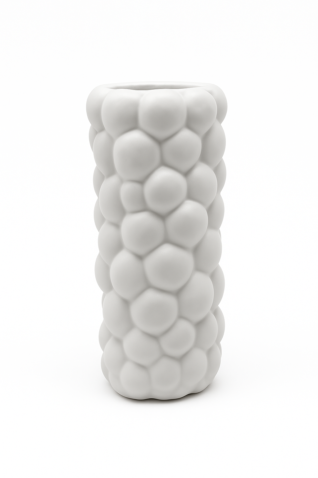 Bubbles 10 x 4 matte white ceramic vase sold for $14.99 by floralsuppliespoint1.com