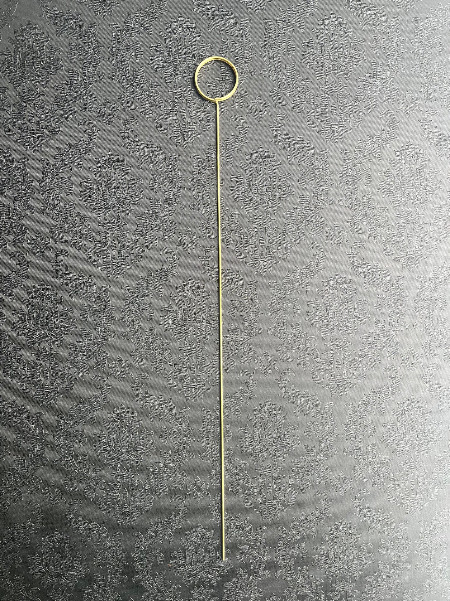 Gold 13.25" metal card holder with round top for events, weddings & floral arrangements, sold retail & wholesale by floralsuppliespoint1.com