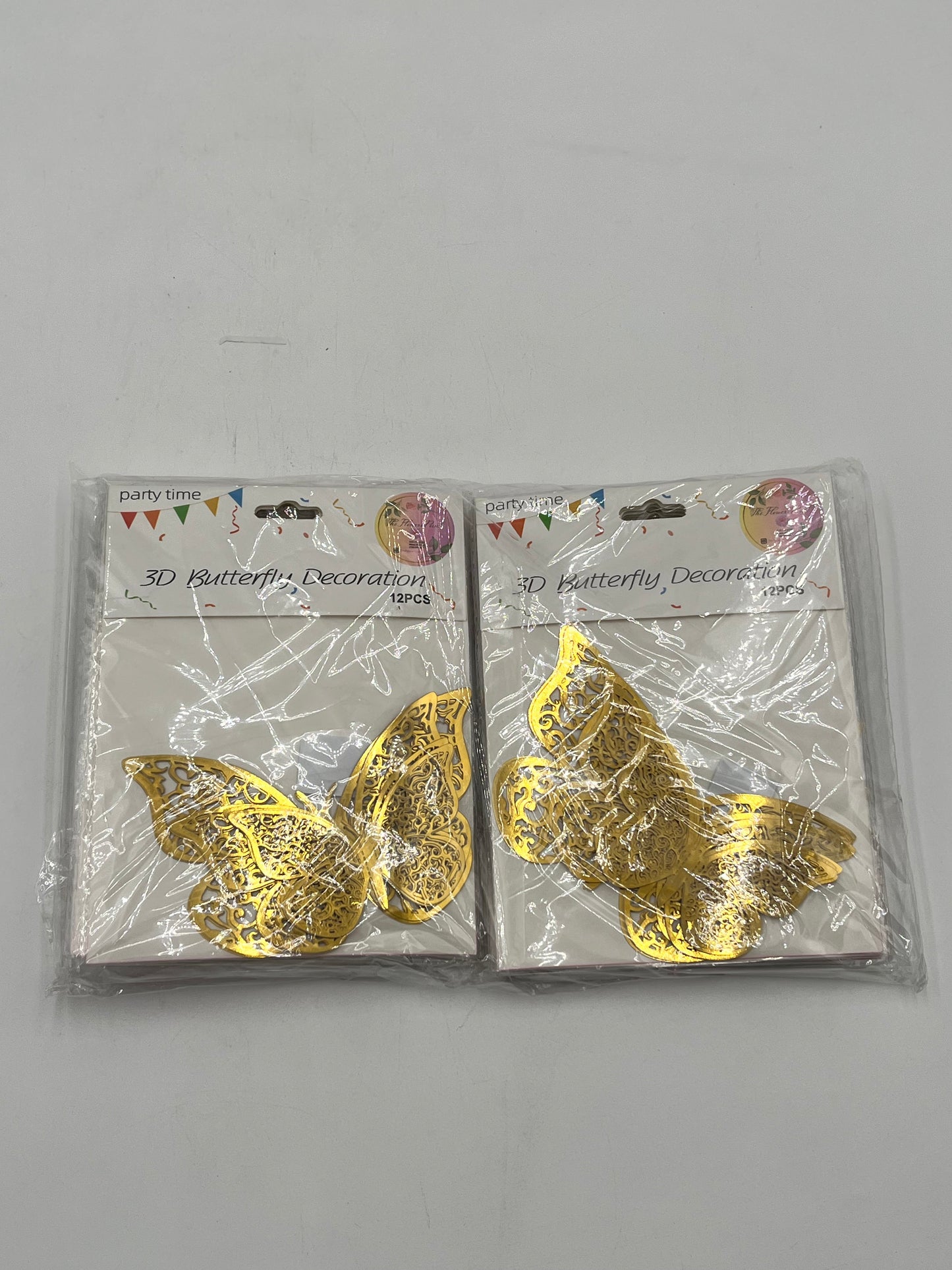 Lace Wings Gold 3D Butterfly Decoration, 12 pcs for weddings, floral, party, and cake décor. Retail & wholesale (20Pack) by floralsuppliespoint1.com.