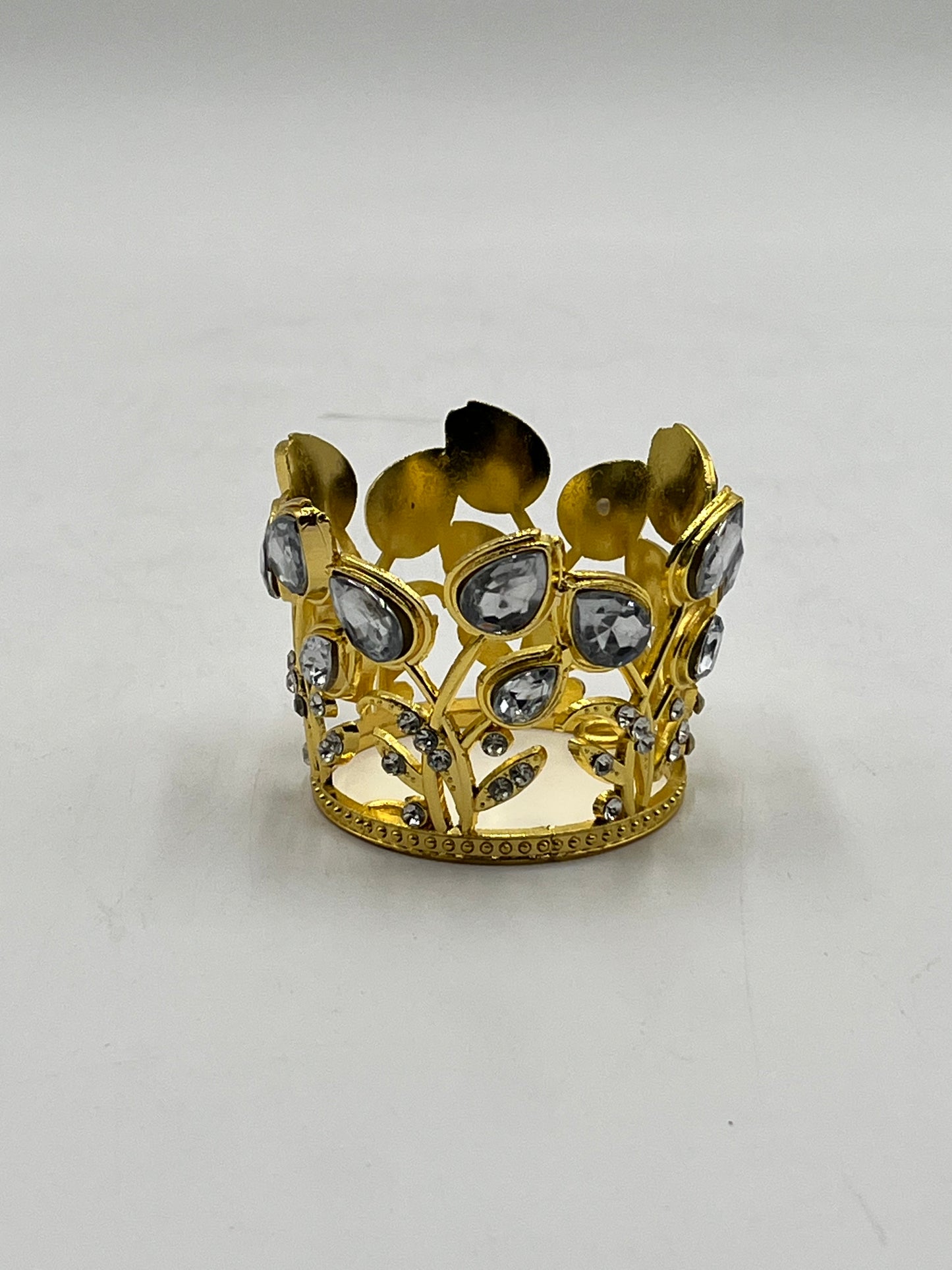 Gold mini decorative crown for floral arrangements, cakes- perfect for weddings, showers & crafts. Sold individually by floralsuppliespoint1.com