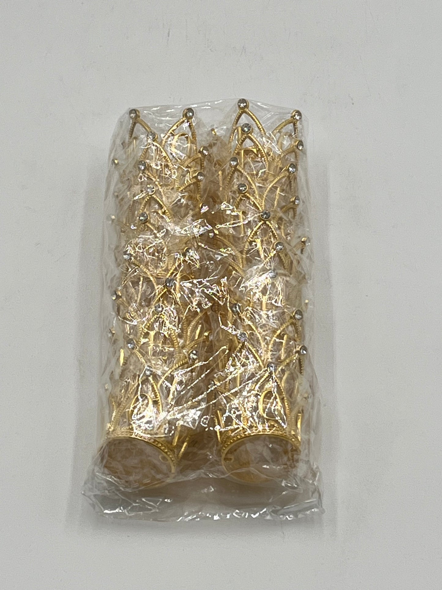 Mini gold crowns 20 pack for floral arrangements, cakes, and party favors. Perfect for weddings, showers & crafts. Sold individually or wholesale by floralsuppliespoint1.com