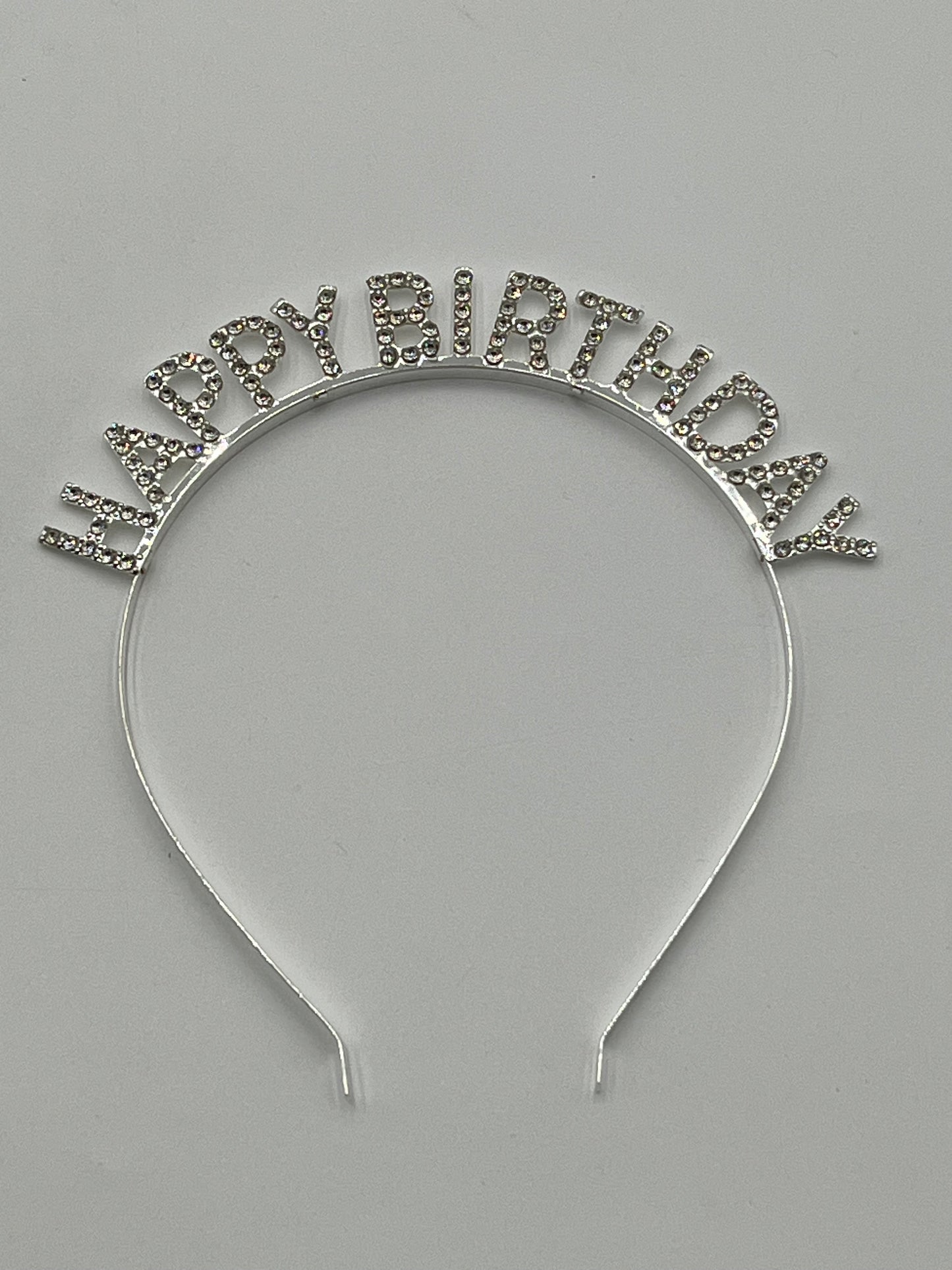 Rhinestone Happy Birthday headbands in gold, rose gold, and silver – sold by floralsuppliespoint1.com