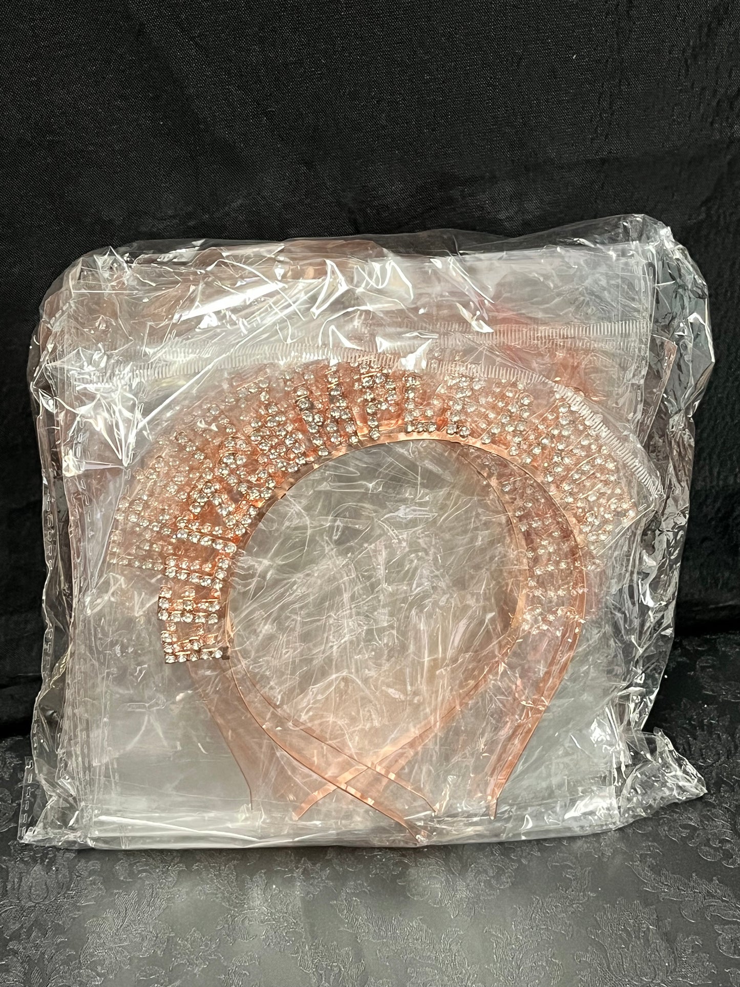 Rose gold Rhinestone "Feliz Cumpleaños" headbands, 5" tall, sold wholesale (10Pack) by floralsuppliespoint1.com..
