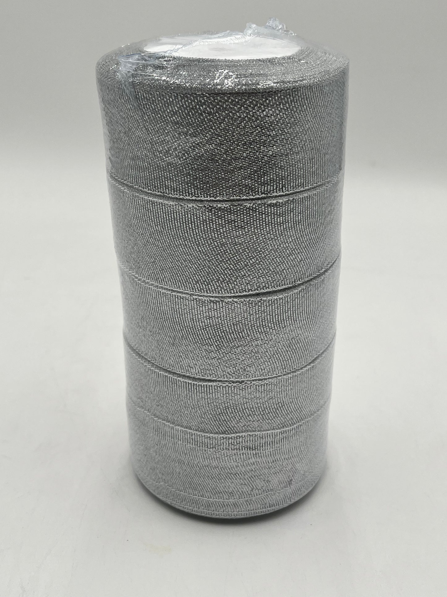 Silver polyester ribbon rolls in 2" x 25 yards, ideal for floral design, gifts and crafts. Pack of 5 sold at wholesale price by floralsuppliespoint1.com.