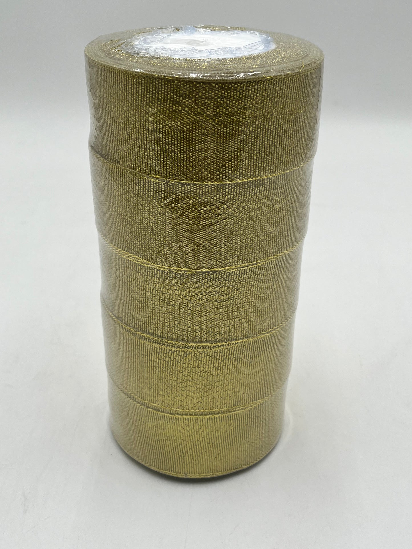 Gold polyester ribbon rolls in 2" x 25 yards, ideal for floral design, gifts and crafts. Pack of 5 sold at wholesale price by floralsuppliespoint1.com.