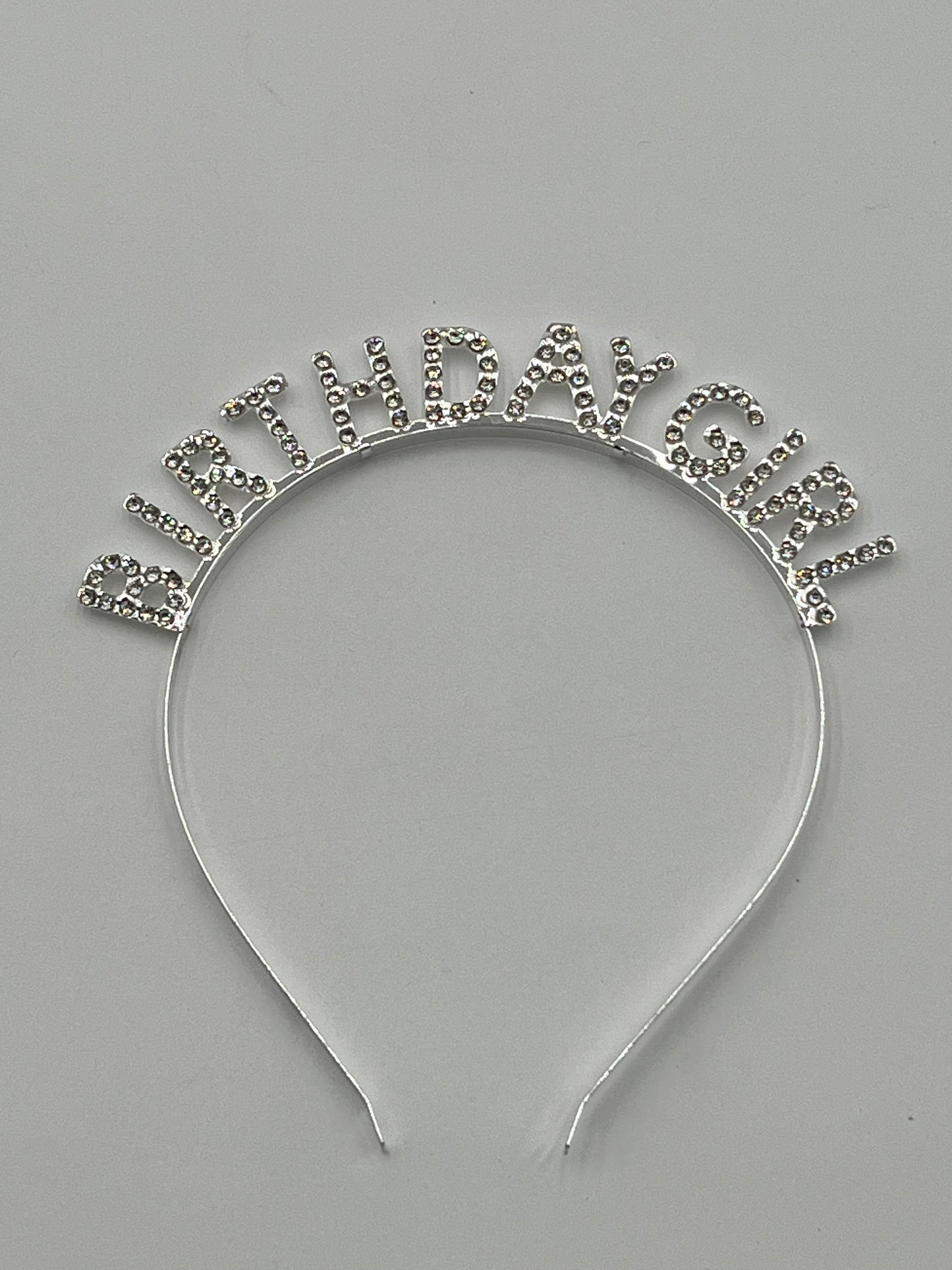 Rhinestone “Birthday Girl” Headband in gold, rose gold & silver, sold retail & wholesale by floralsuppliespoint1.com. Ideal for parties & birthdays.
