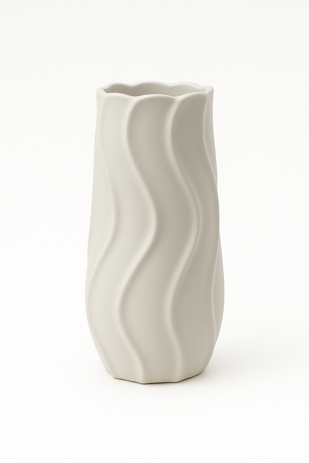 Waver 10 x 3 matte white ceramic vase sold for $14.99 by floralsuppliespoint1.com