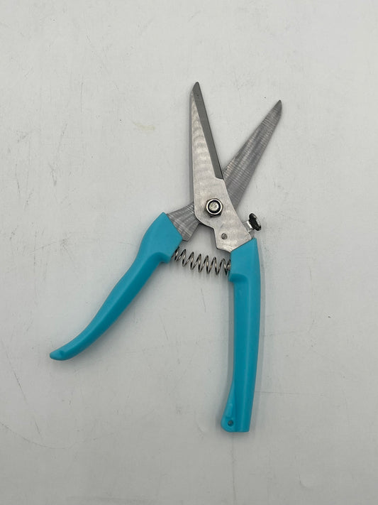 7.5" stainless steel floral pruning shears with spring and safety lock for precise stem cutting. $7.99 retail at floralsuppliespoint1.com.