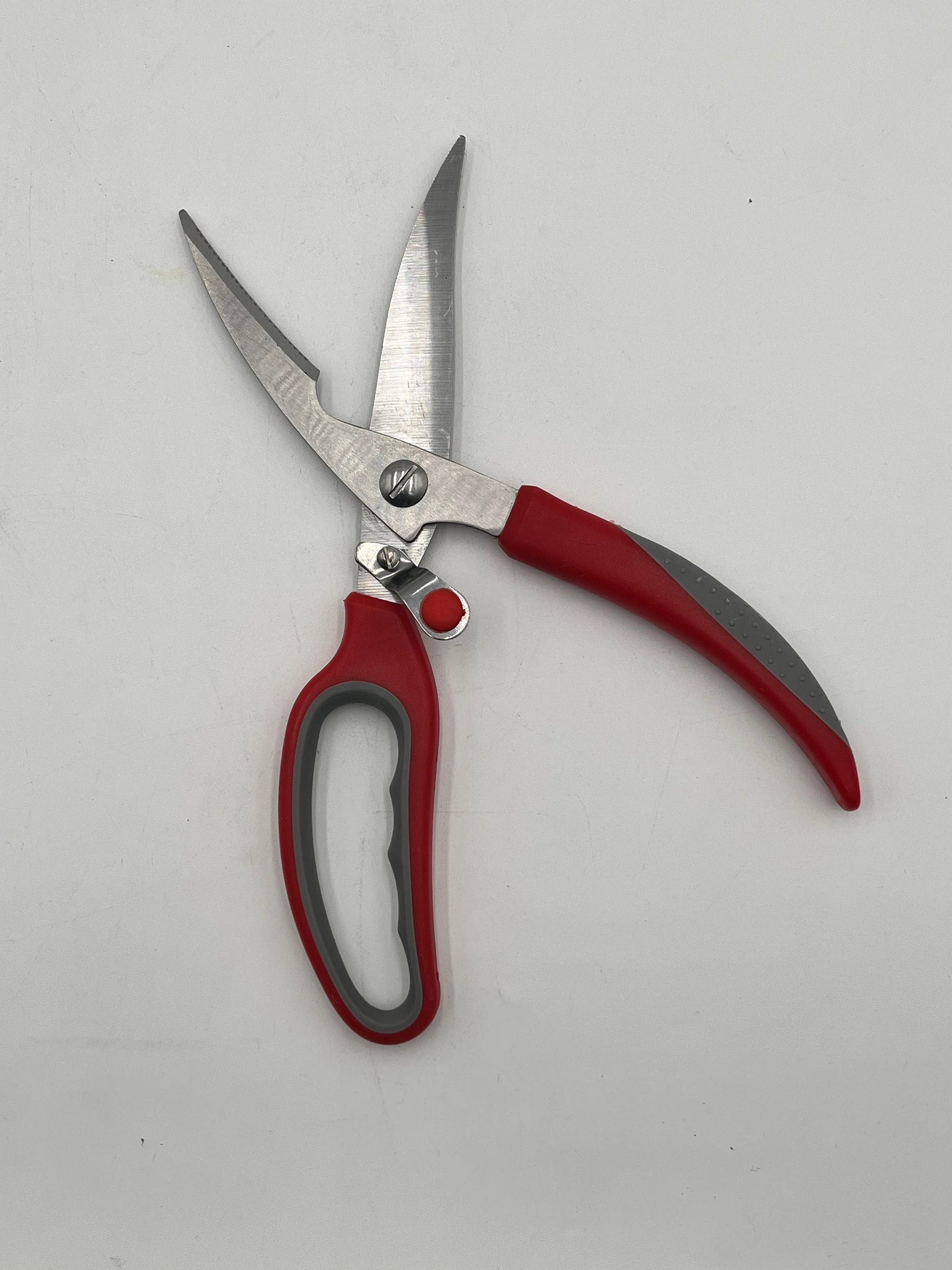 9.5" all-purpose stainless steel shears with Red handle. Durable, ergonomic design for floral, craft & home use $7.99 each at floralsuppliespoint1.com.