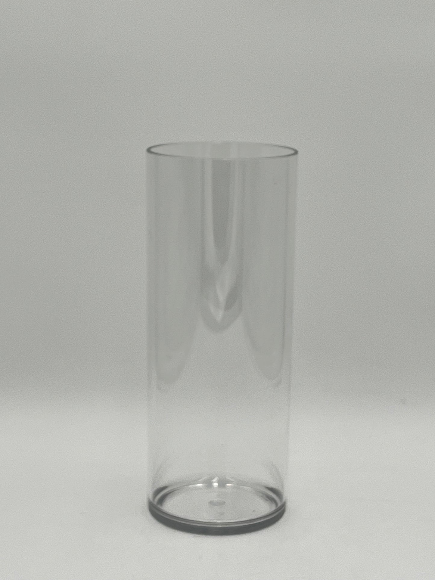 Clear plastic cylinder vases in four sizes for floral design, candles, or decor use. Lightweight and modern. Sold individually by floralsuppliespoint1.com.