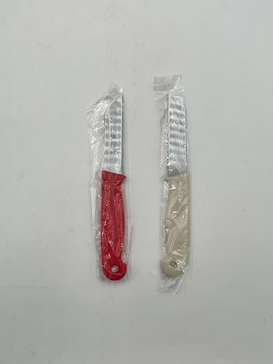 Craft & Floral Knife with red or beige handle, sold individually for $ .99, in packs of 10 or boxes by floralsuppliespoint1.com.
