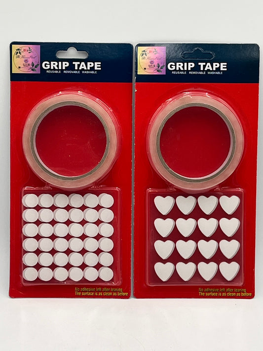 Reusable Grip Tape in circle and heart shapes— extra strong, washable and removable. Sold individually or wholesale by floralsuppliespoint1.com