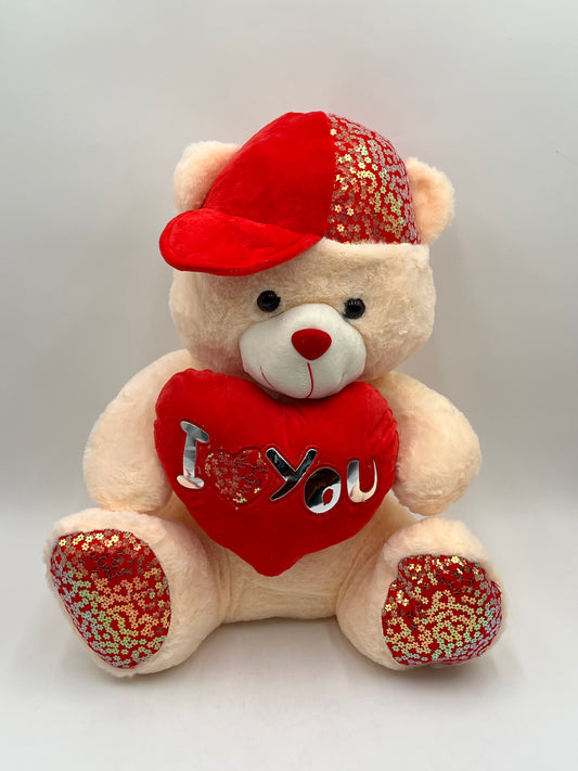 Red Hat I LOVE YOU- Beige Bear