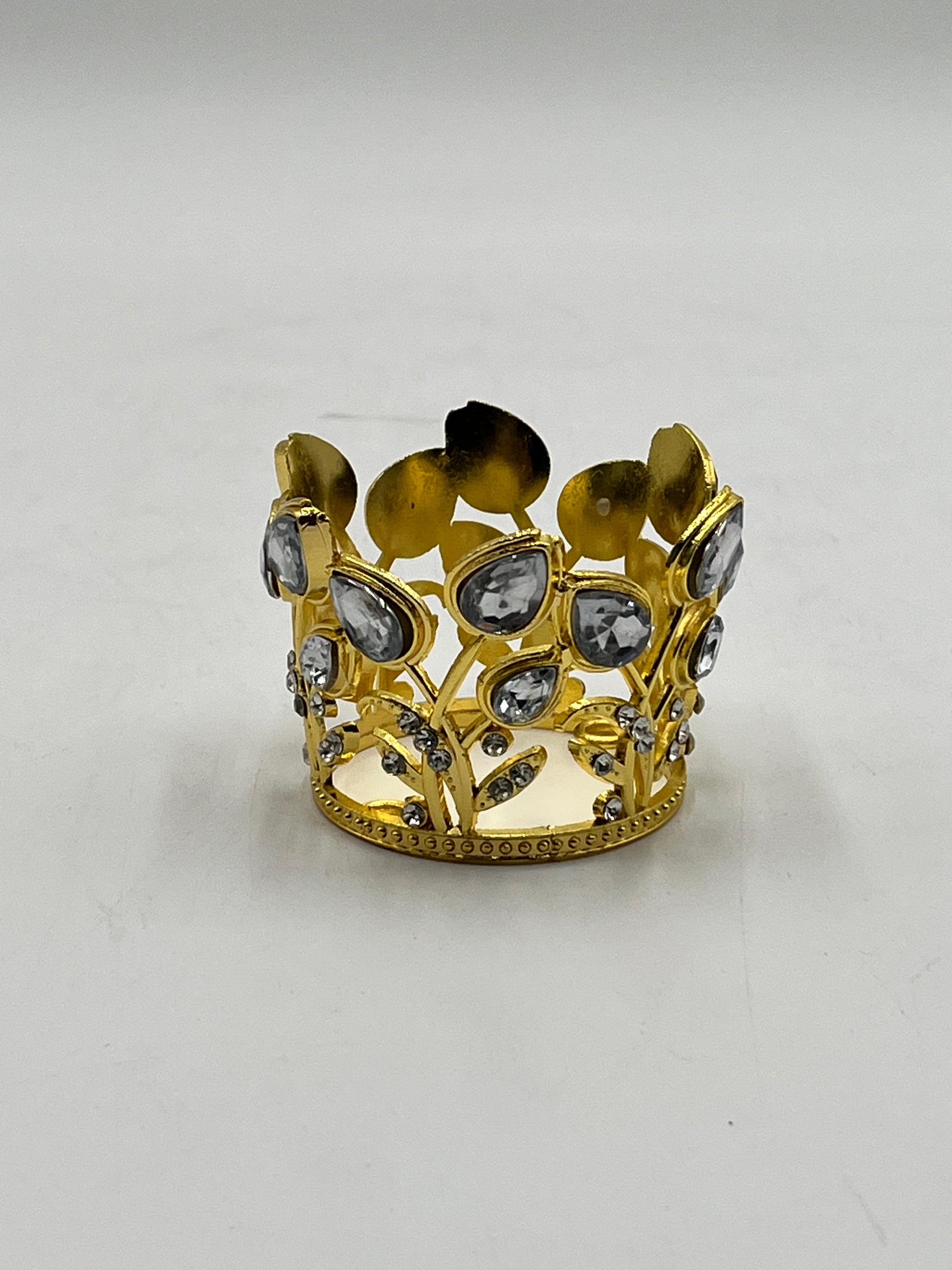 Gold mini decorative crown for floral arrangements, cakes- perfect for weddings, showers & crafts. Sold individually by floralsuppliespoint1.com