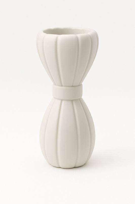 Pitcuit 10 x 4 matte white ceramic vase sold for $14.99 by floralsuppliespoint1.com