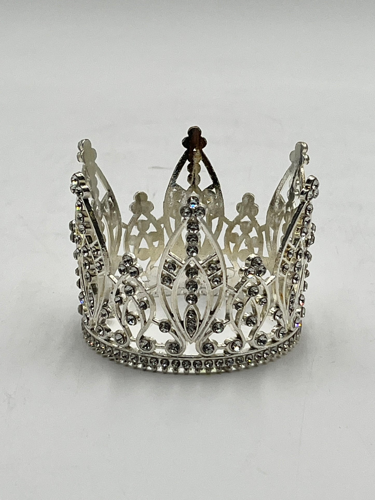 Regal Filigree Jeweled mini crown in silver – sold by floralsuppliespoint1.com