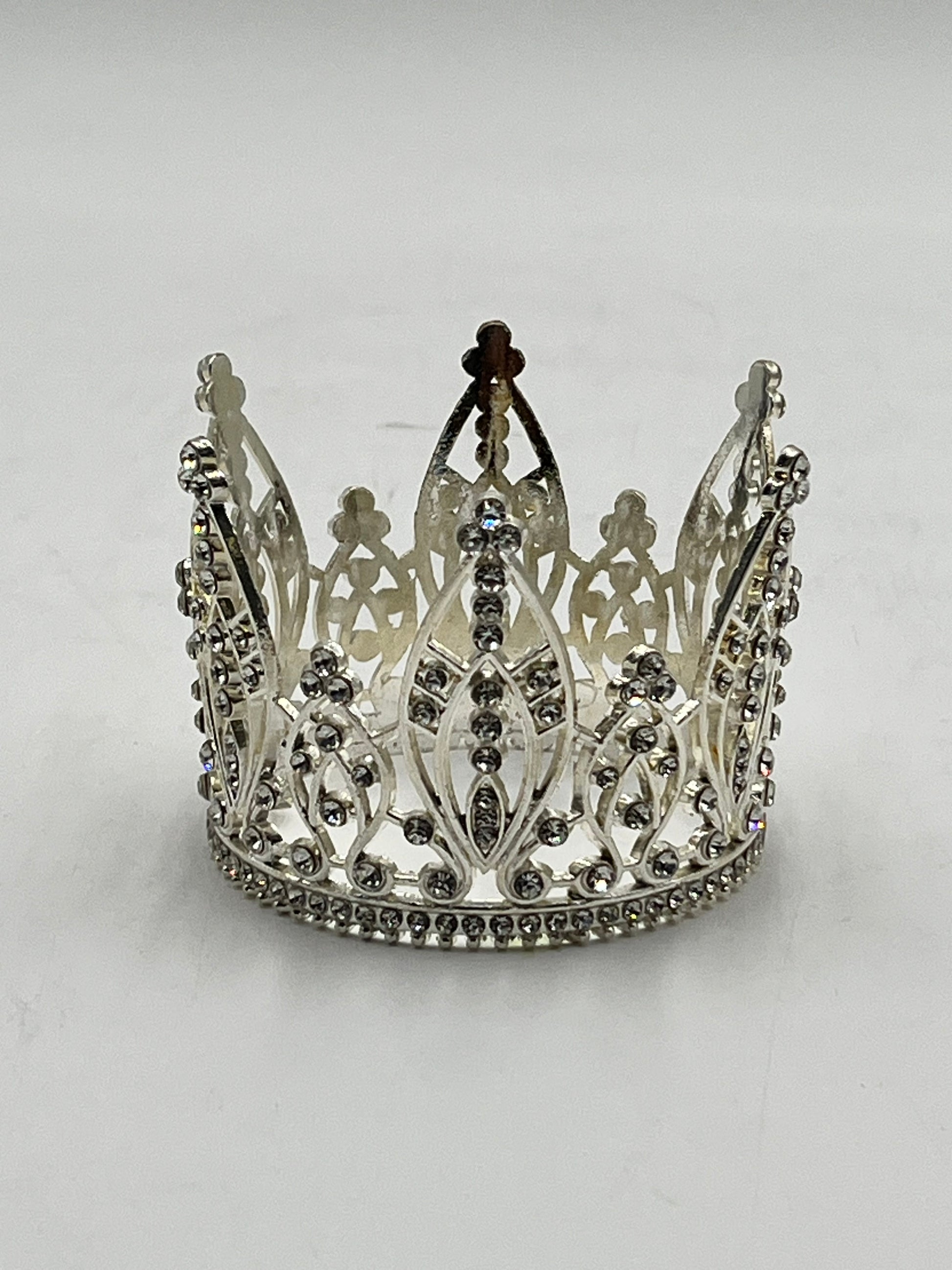 Regal Filigree Jeweled mini crown in silver – sold by floralsuppliespoint1.com